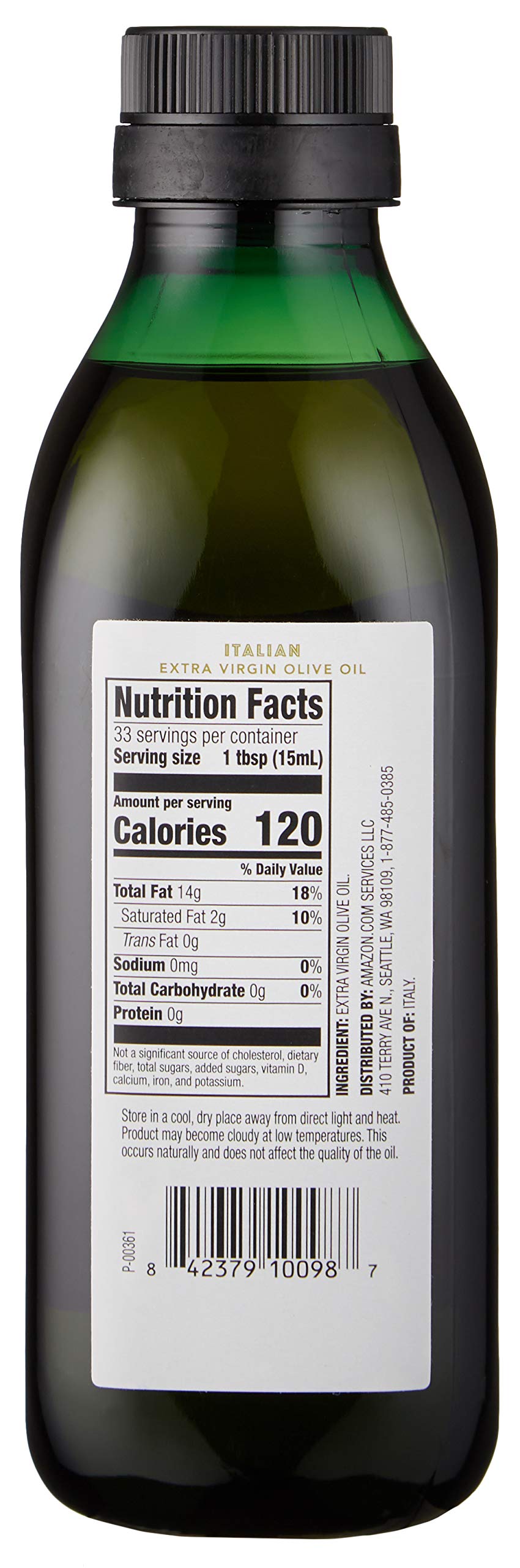 Amazon Fresh, Italian Extra Virgin Olive Oil, First Cold Pressed, 16.9 Fl Oz