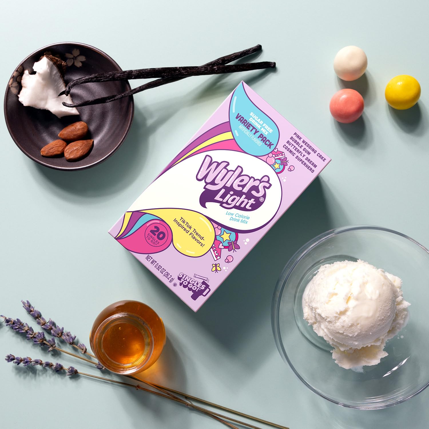 Wyler's Light Singles to Go Powder Packets, Variety Pack, Watertok Fun Flavors, Pink Wedding Cake, Bubble Gum,Butterfly Dream,Cosmic Superhero,Sugar