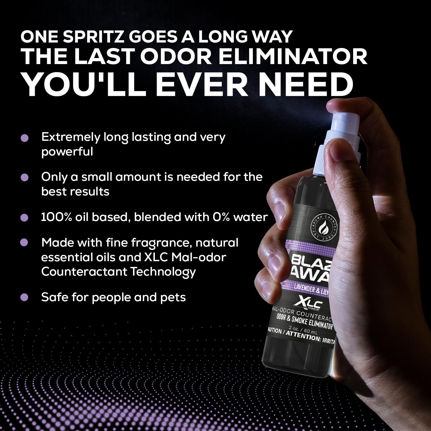 Blaze Away Commercial Air Freshener & Odor Eliminator for Strong Odor - Industrial-Grade Room Spray & Room Deodorizer for Home, Car, Smoke & Pet Odors