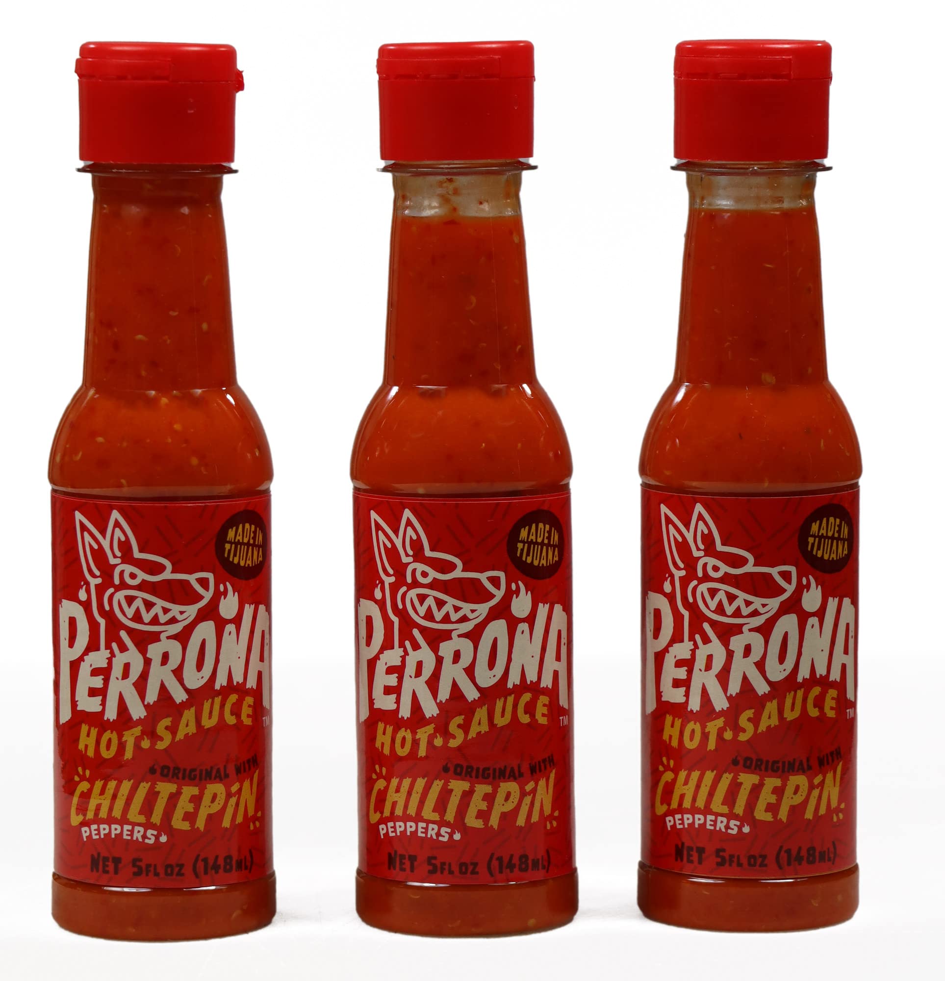 La Perrona Hot Sauce Variety | Chiltepin, Roasted, Green and Negra | 5 Ounce Bottles | Handmade | Salsa Picante 4 Flavor Variety | Pack of 3