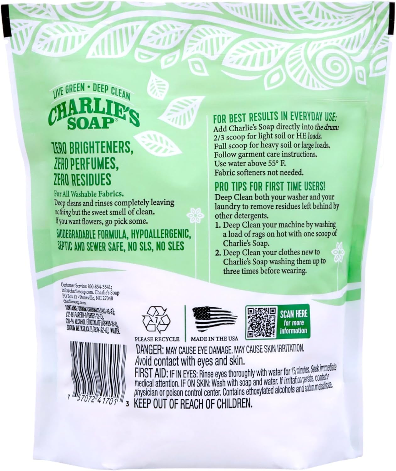 Charlie’s Soap Baby Variety Pack Pre Spray 32 Oz, Laundry Powder (100 Load), & Baby Oxi Bleach Bundle (Pack of 3)