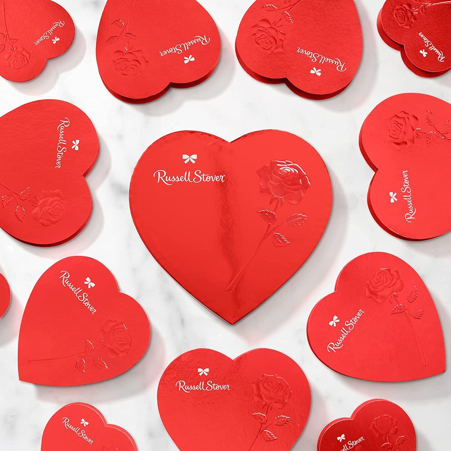 Russell Stover Valentine's Assorted Milk & Dark Chocolate Red Foil Heart Gift Box, 15.05 oz. (26 pieces)