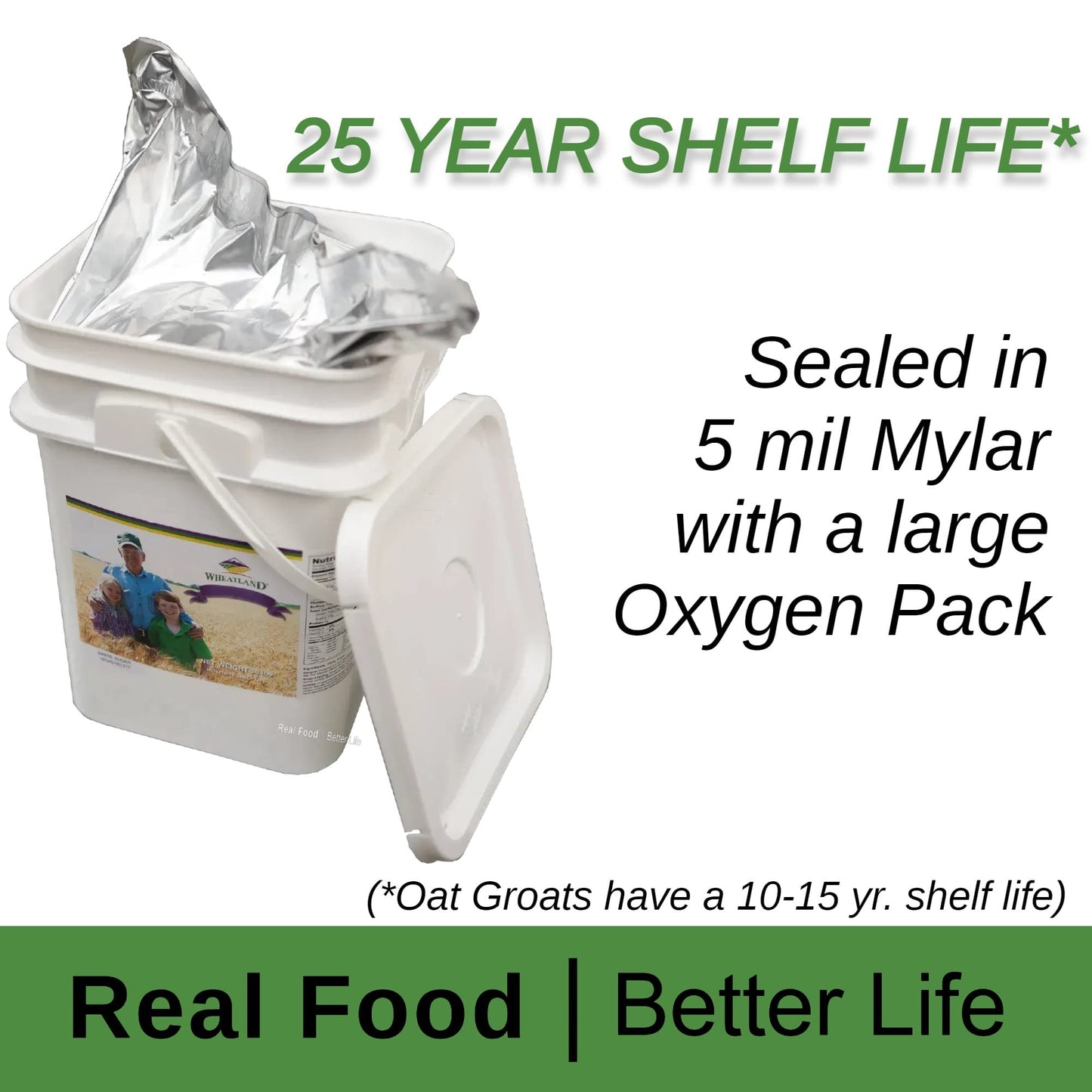 Wheatland™ Soft White Wheat Berries • 23 lbs • Delicious • Healthy Food Option • Farm Fresh • Mylar and Bucket Provide 25 Year Shelf Life • Emergency
