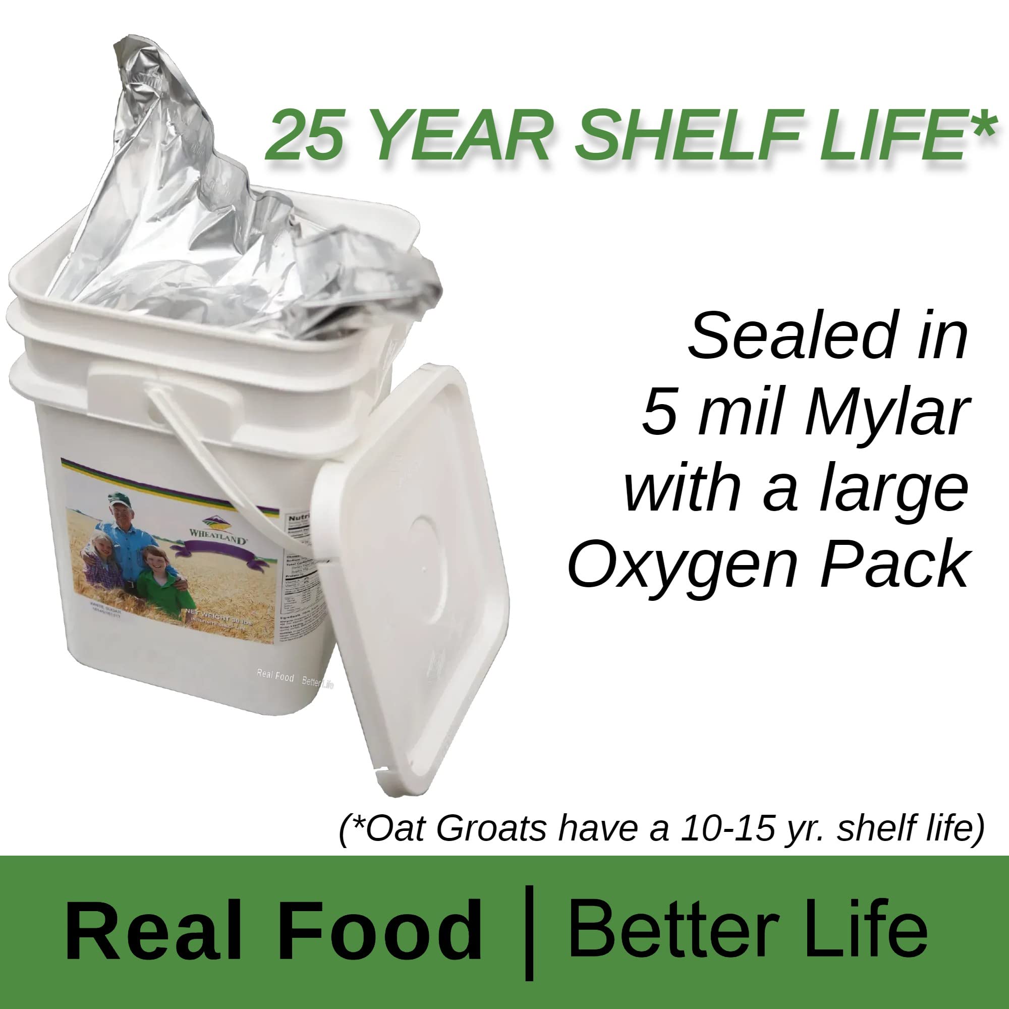 Wheatland™ Soft White Wheat Berries • 23 lbs • Delicious • Healthy Food Option • Farm Fresh • Mylar and Bucket Provide 25 Year Shelf Life • Emergency