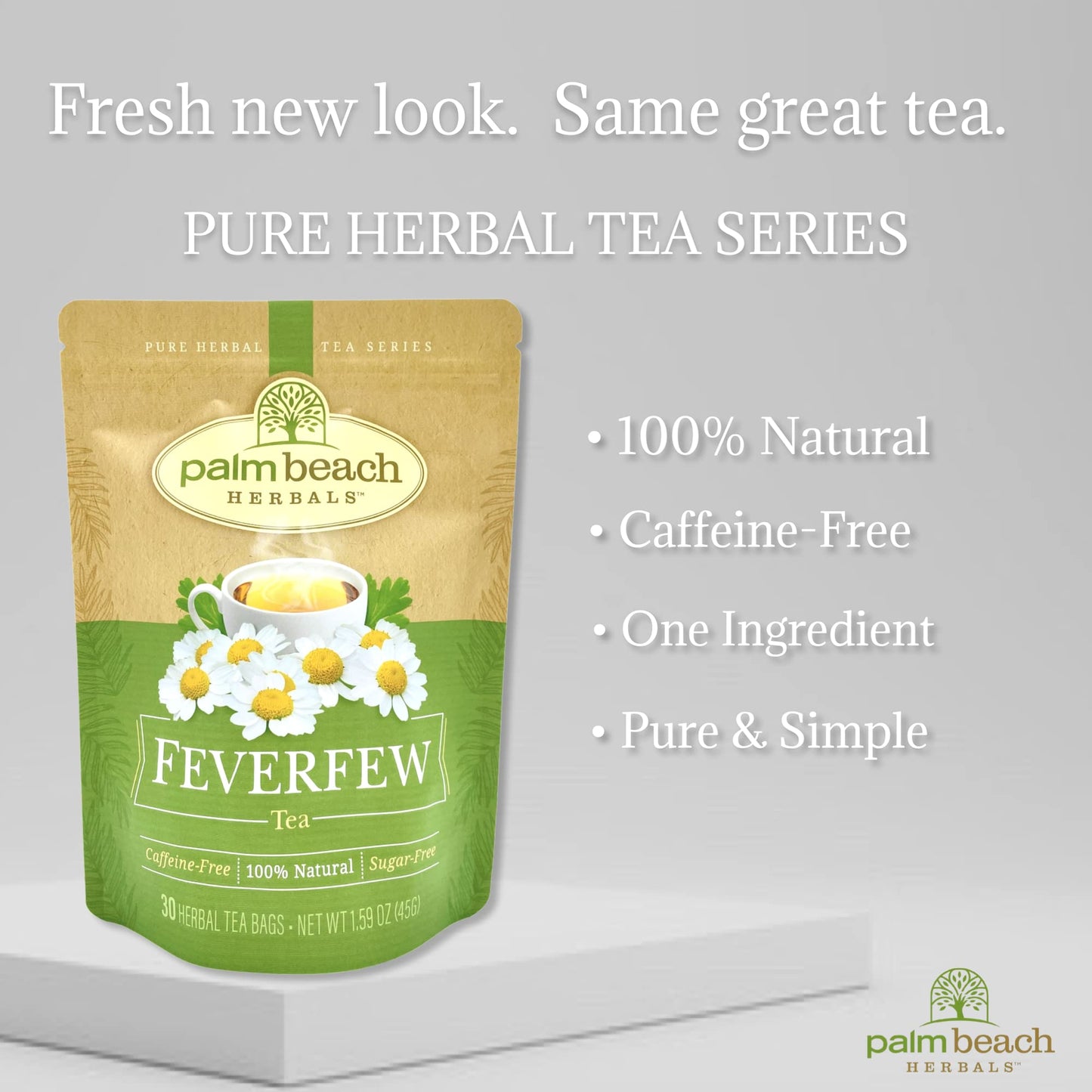 Palm Beach Medicinal Herbs - Feverfew Tea - Pure Herbal Tea Series, 30ct