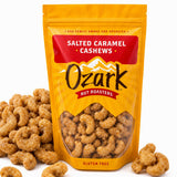 OZARK NUT ROASTERS, Salted Caramel Cashews, Flavored Snack Nuts, Gluten-Free Gourmet Candied Cashews, Blend of Sugar, Sea Salt & Caramel (14 oz)
