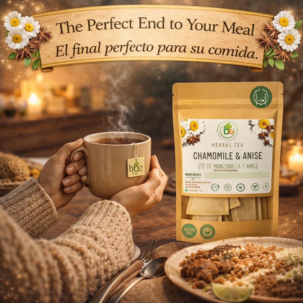 Manzanilla & Anís Té (Chamomile & Anise) - 60 Premium Tea Bags - 100% Natural Herbal Infusion - Traditional Digestive Comfort & Relaxation
