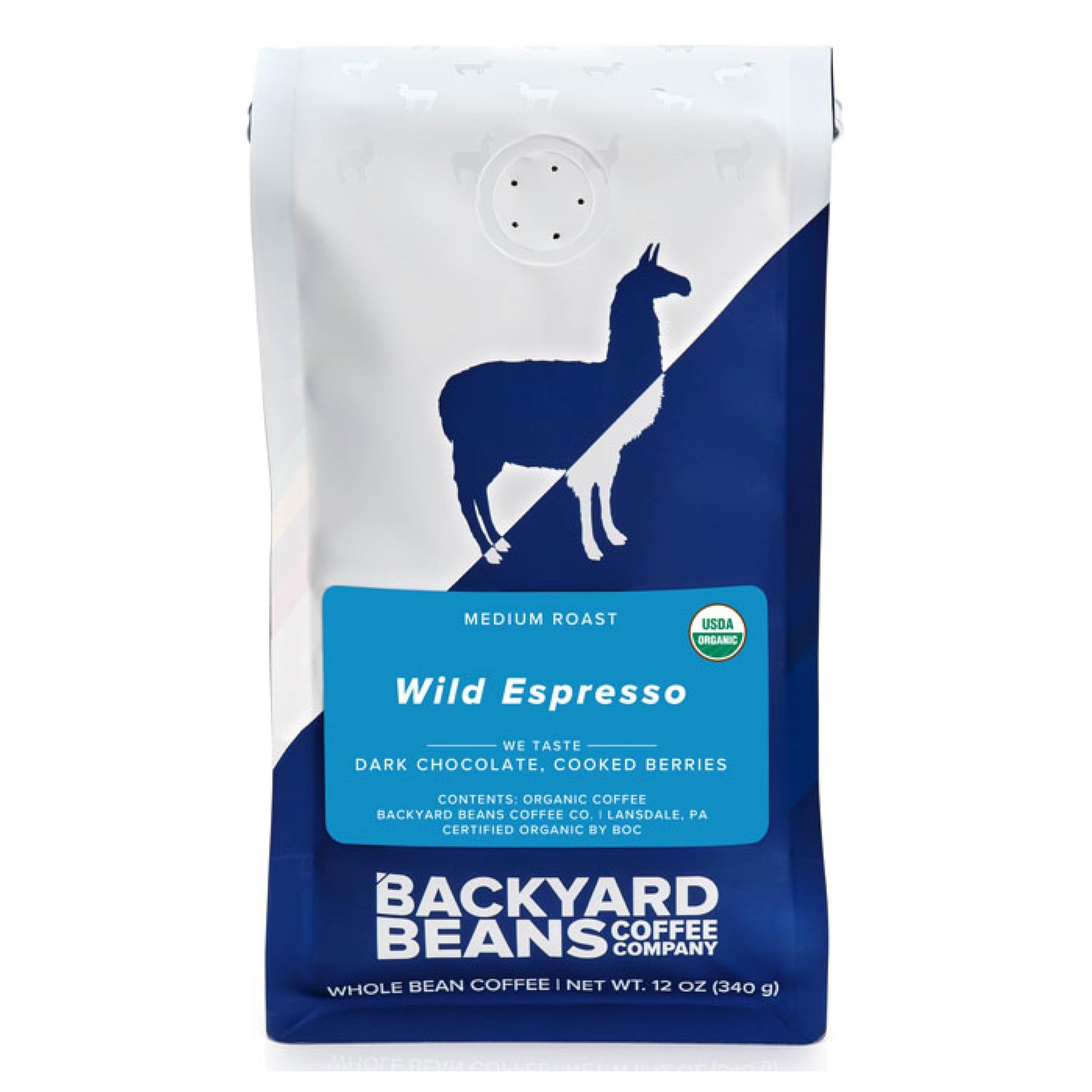 Backyard Beans Coffee Wild Espresso, Organic, Medium Roast, Whole Bean Coffee, 12oz
