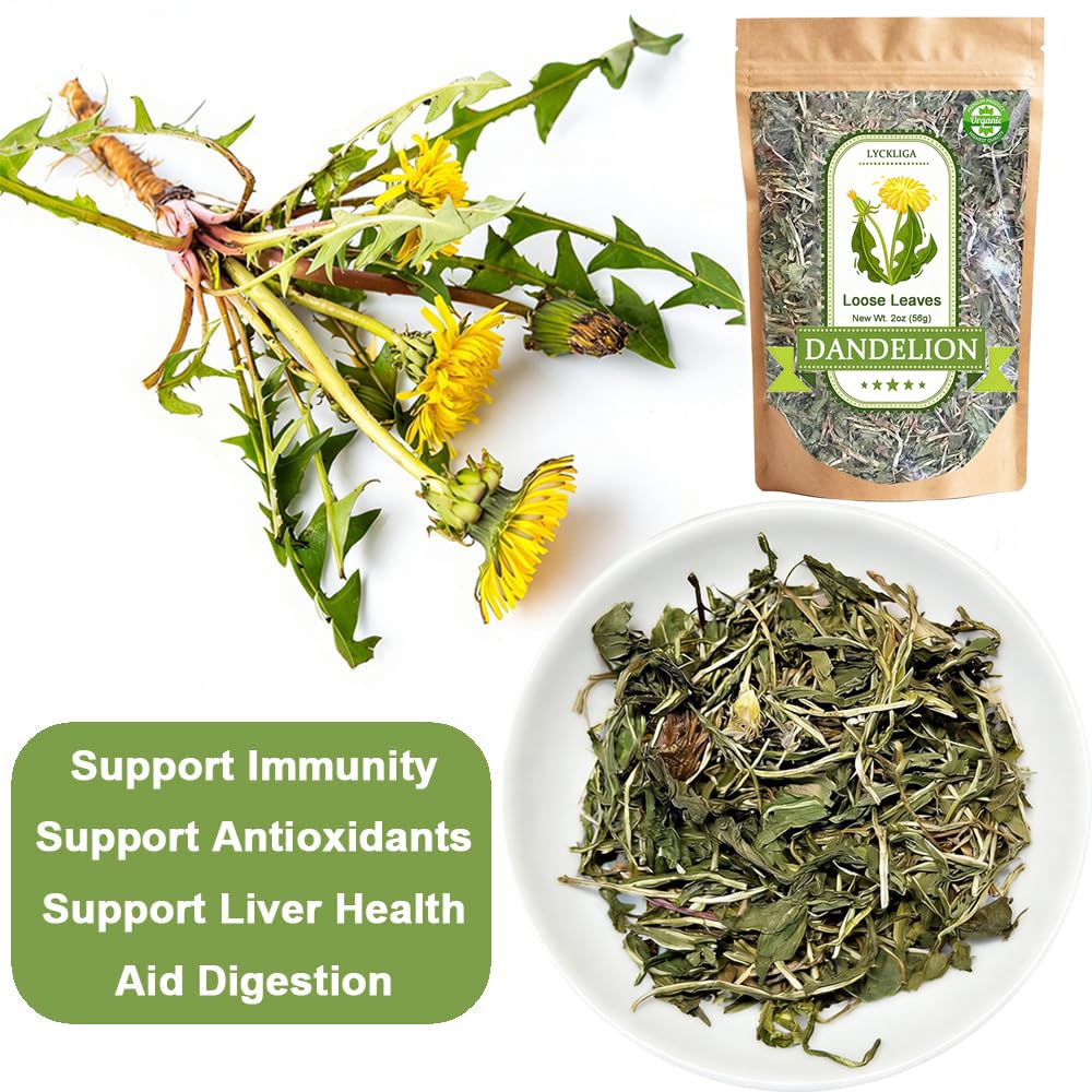 Dandelion Root Tea Loose Leaf, 2 oz (56g) - Organic Diente de Leon Herbal Tea for Liver & Kidney Cleanse, Digestive Aid, Natural Caffeine-Free