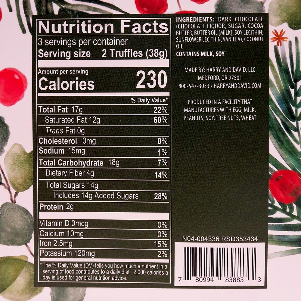Harry & David Dark Chocolate Truffles Holiday Box
