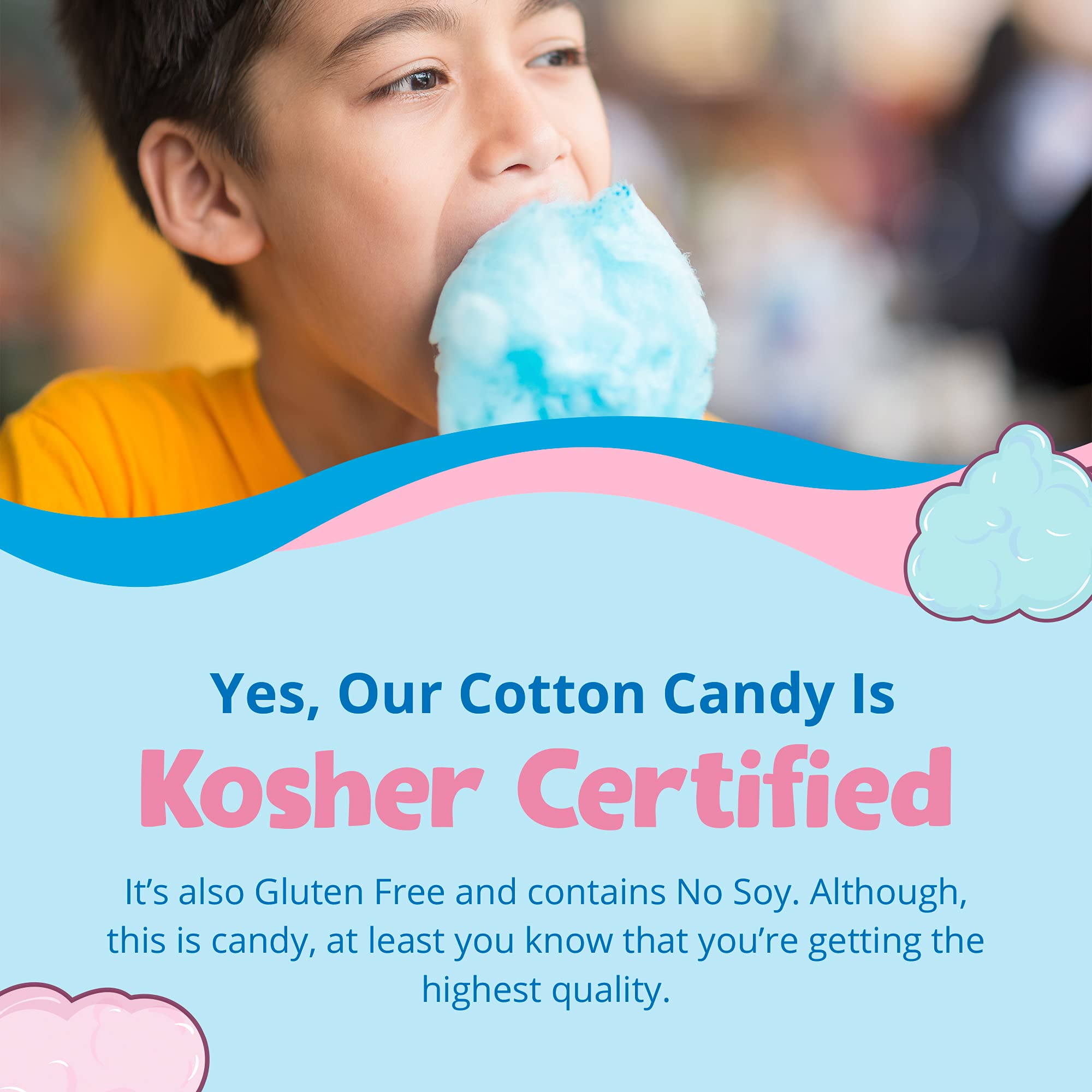 Lieber's Cotton Candy | 48 Pack of Light & Fluffy Vintage Candy | Blue & Red Carnival Birthday Party Favors Treats Supplies for Kids, Kosher | 0.8