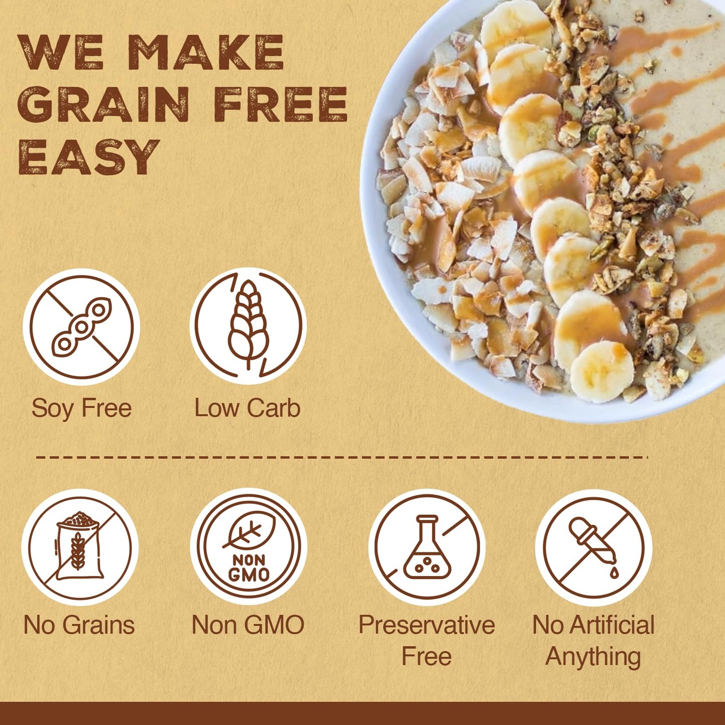 Paleonola Pina Colada Grain Free Granola, 10 Oz Resealable Bag (Pack of 1) - Grainless Paleo Granola Blended with Dried Coconut, Nuts, Seeds