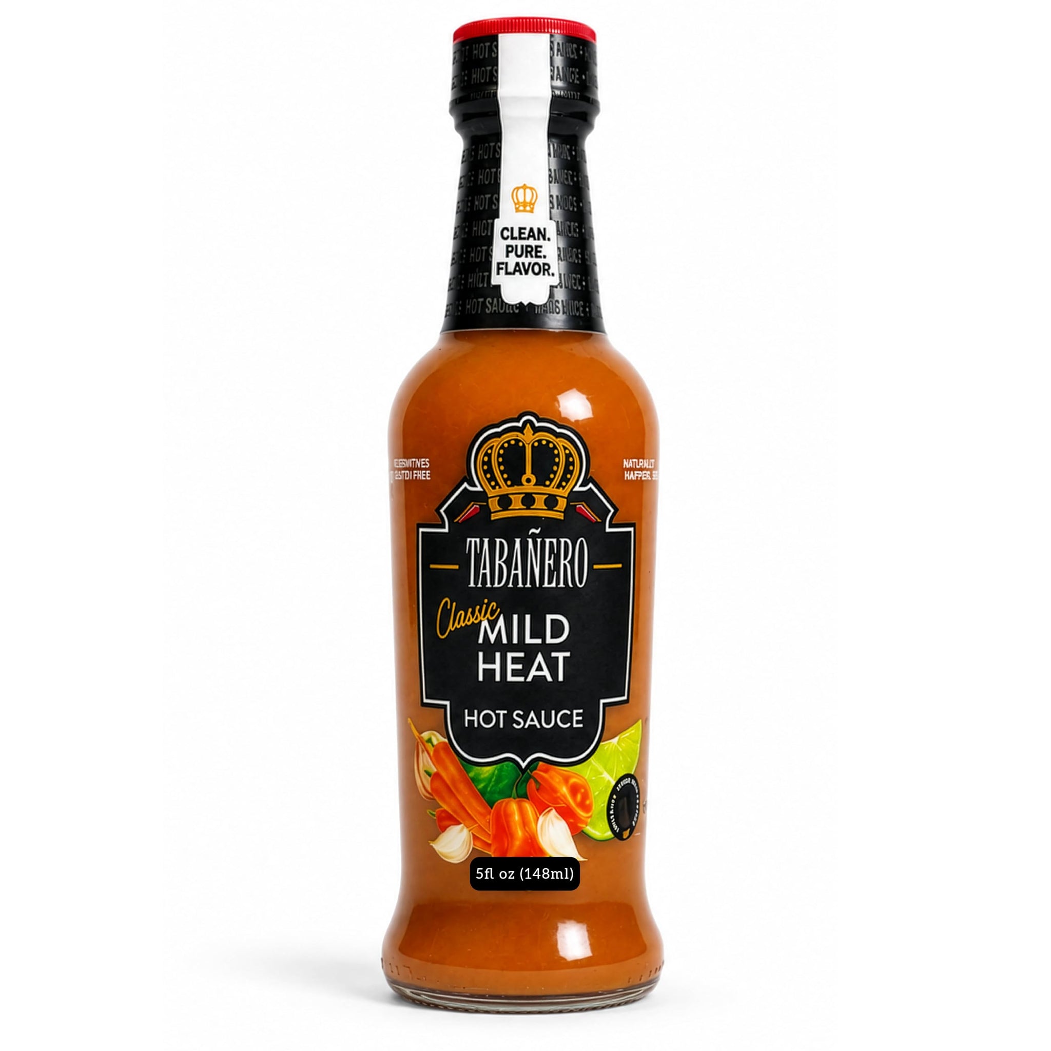 Tabañero Classic Mild Heat Hot Sauce, All Natural, Small Glass Bottle, 5 oz