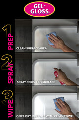 Gel-Gloss Kitchen & Bath Polish Aerosol | Carnauba Cleaner Wax Formulation | Removes Water Spots, Light Scratches & Stains | Restores Color & Shine |