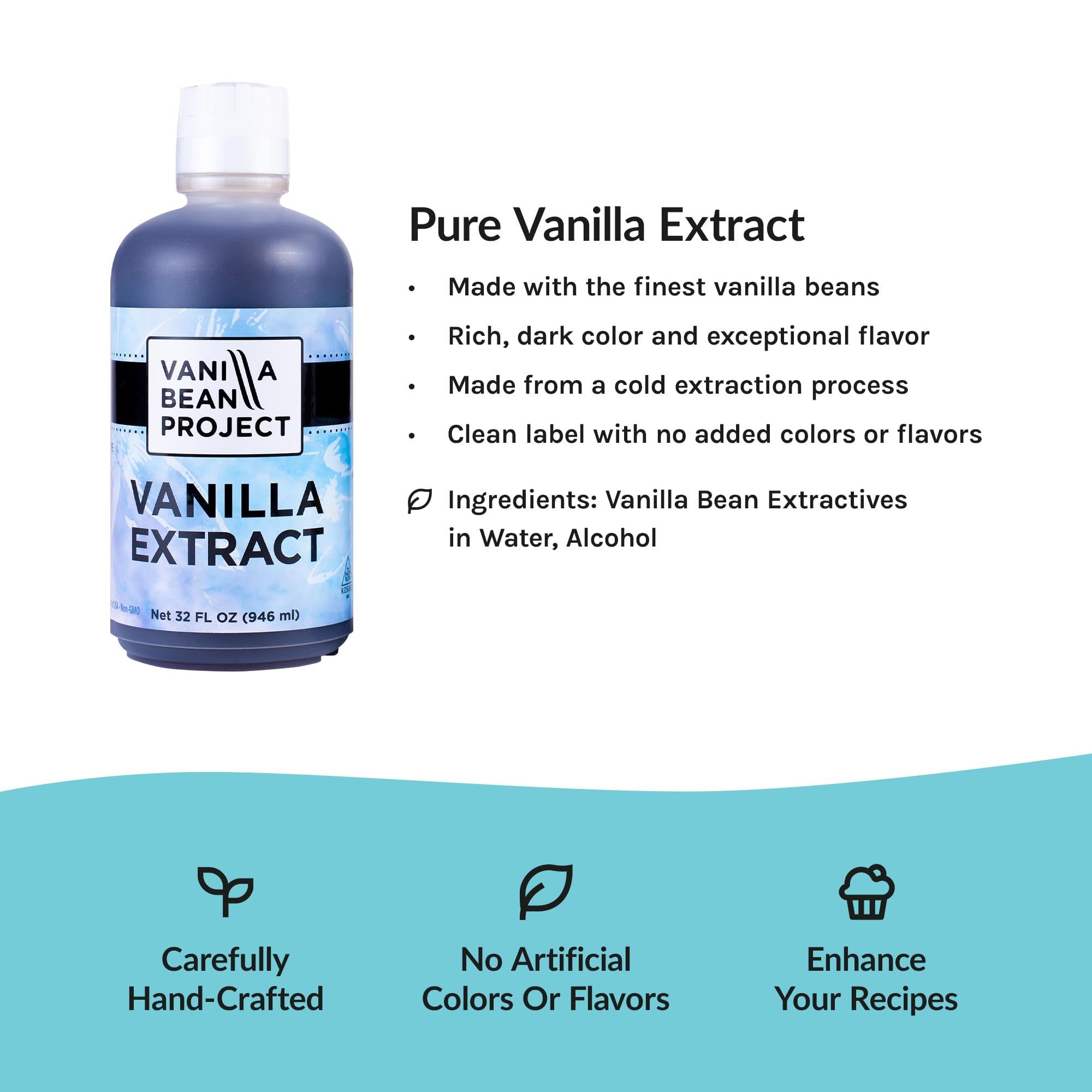 Pure Vanilla Extract | Cooking and Baking Necessity | Vanilla Bean Project | 8 Ounce