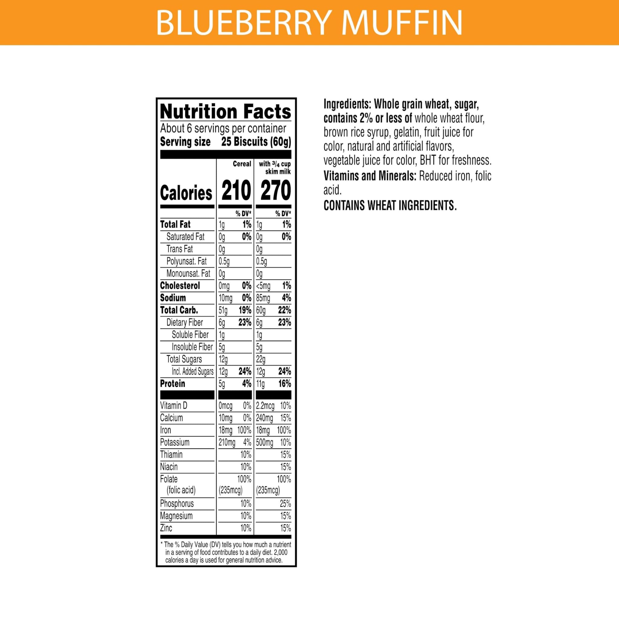 Kellogg's Frosted Mini Wheats Breakfast Cereal, Fiber Cereal, Kids Snacks, Blueberry Muffin, 14.3oz Box (1 Box)