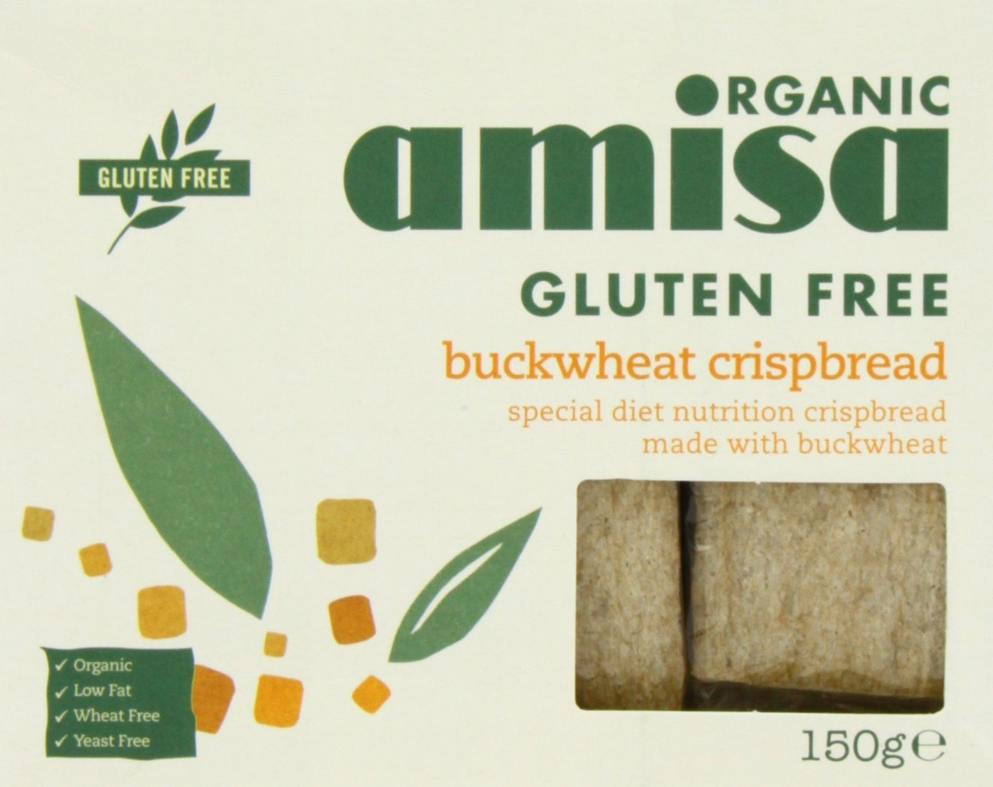 Amisa Organic Gluten Free Crispbread - Buckwheat (150g) - Pack of 2