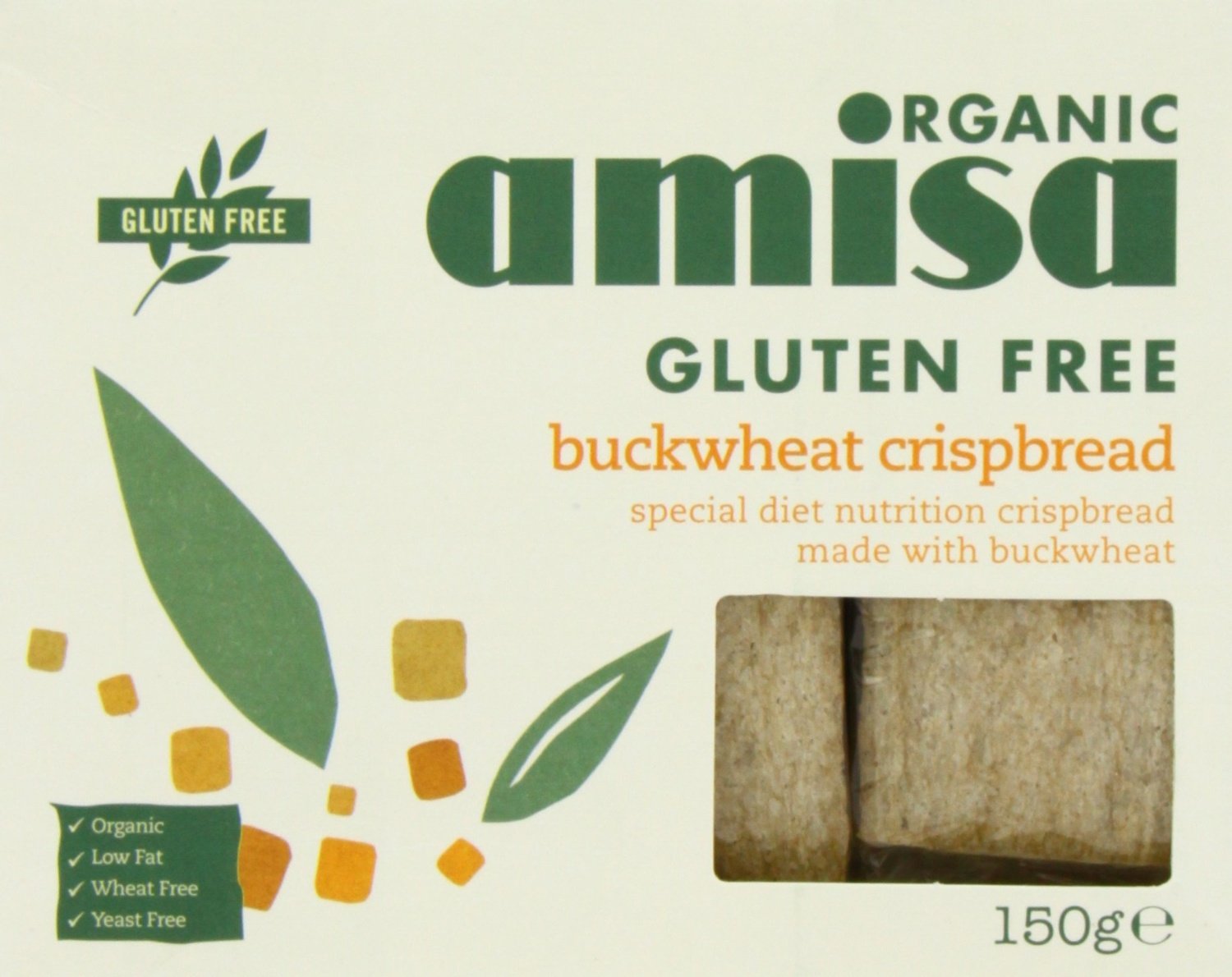 Amisa Organic Gluten Free Crispbread - Buckwheat (150g) - Pack of 2