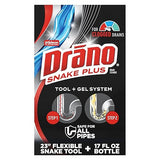 Drano Snake Plus Tool and Gel System, Drain Snake with Drain Clog Remover Gel, Unclogs and Removes Hair and Blockages, Commercial Line 16 Fl oz and 23