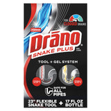 Drano Snake Plus Tool and Gel System, Drain Snake with Drain Clog Remover Gel, Unclogs and Removes Hair and Blockages, Commercial Line 16 Fl oz and 23