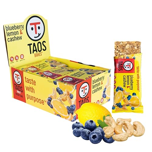 Taos Bakes - Blueberry Lemon + Cashew Coconut - Breakfast Bar - Gluten Free, Non-GMO, Healthy Granola Bars - Filled with Cashews, Wild Blueberries