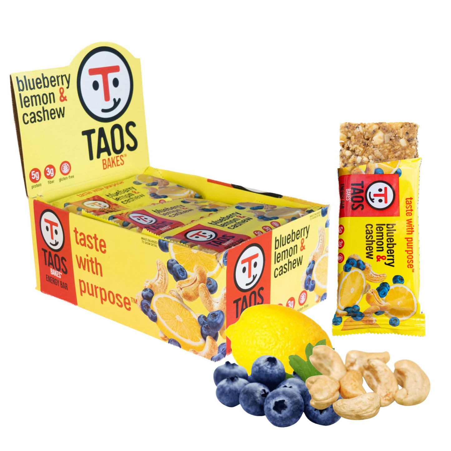 Taos Bakes - Blueberry Lemon + Cashew Coconut - Breakfast Bar - Gluten Free, Non-GMO, Healthy Granola Bars - Filled with Cashews, Wild Blueberries