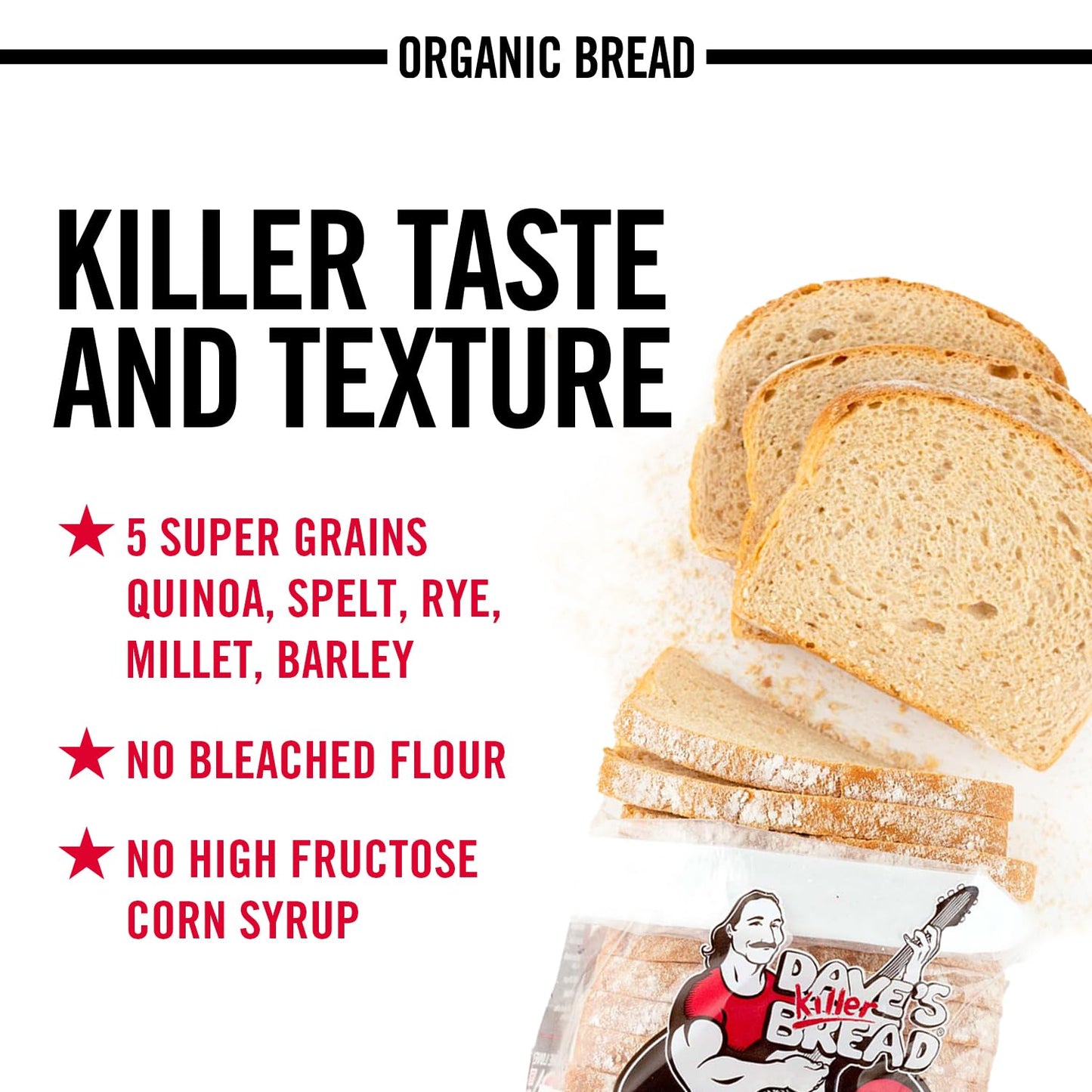 Dave's Killer Bread White Bread Done Right, Artisan-Style Organic White Bread, 24 oz Loaf