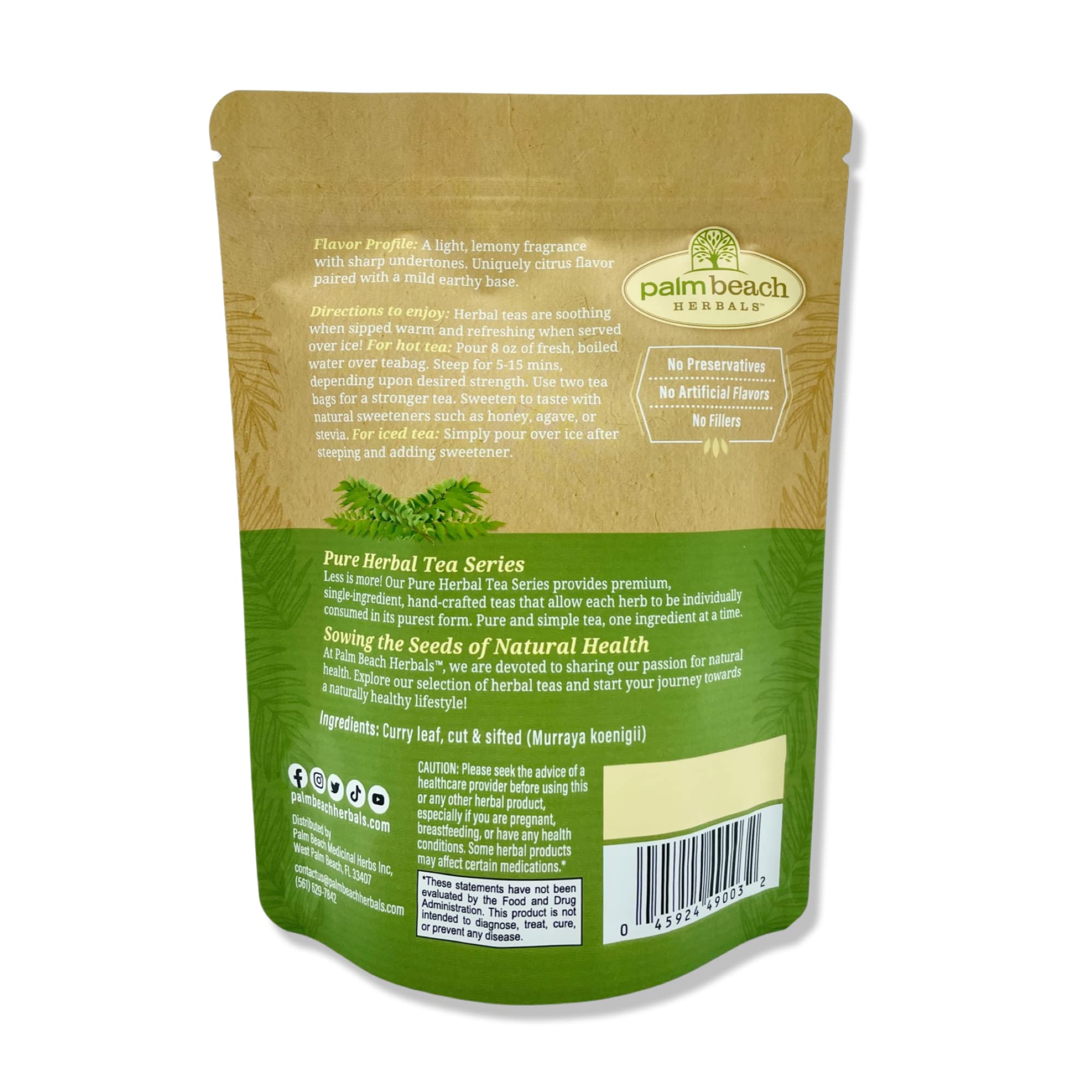 Palm Beach Medicinal Herbs - Curry Leaf Tea - Pure Herbal Tea Series, 30ct
