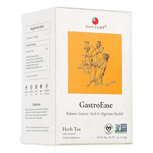 Health King GastroEase Herb Tea, Teabags, 20 Count Box