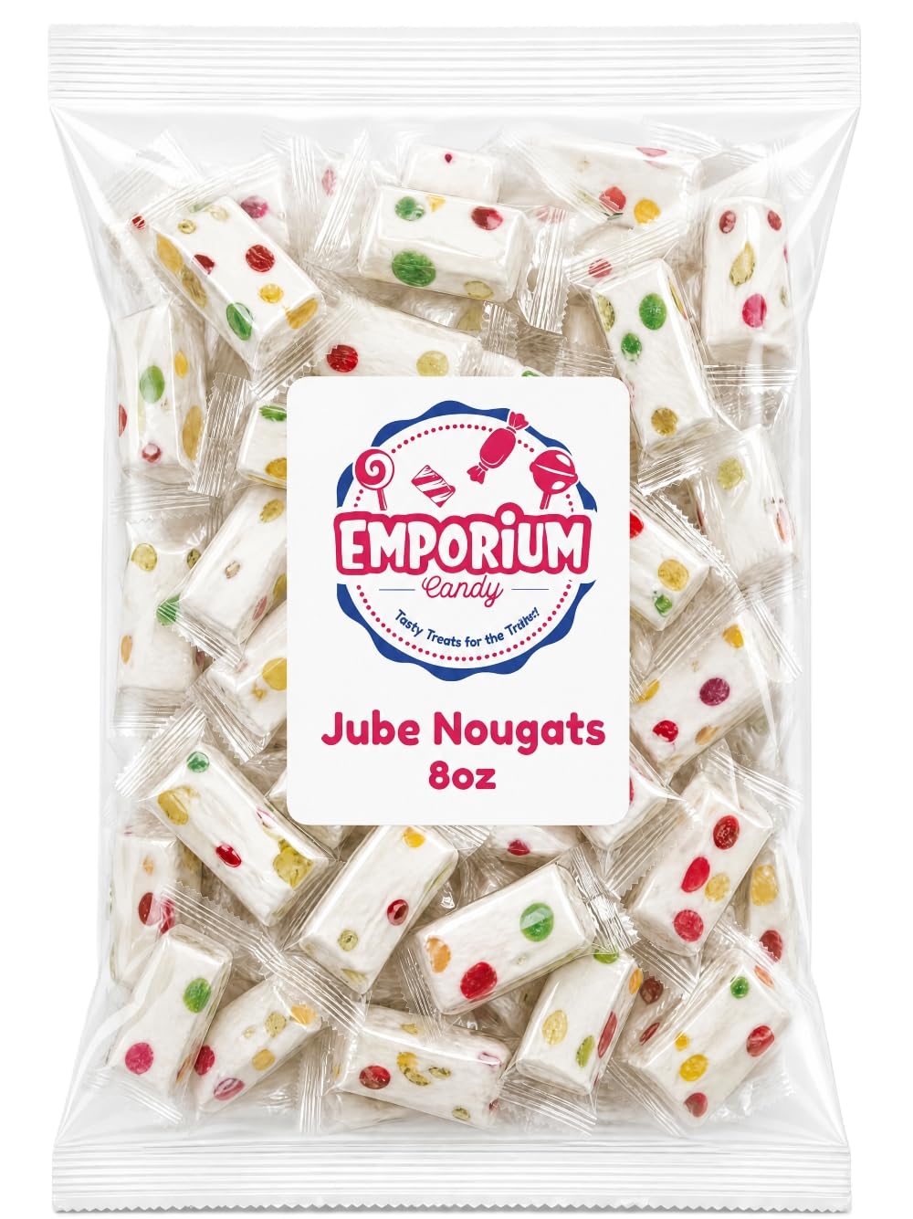Jube Nougat Candy - 8 oz Soft Chewy Nougat with Fruity Jelly Pieces, Individually Wrapped, Creamy Milk Snack, Colorful Fruit, Bulk Sweet Treat