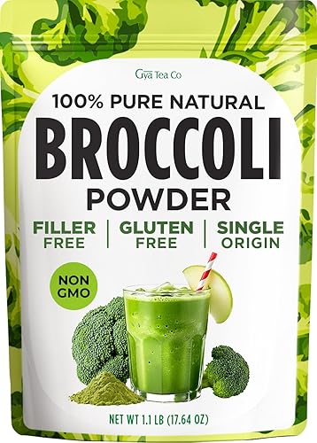 Gya Tea Co Broccoli Powder 1.1 lb (17.64 oz), 62 Servings, Microgreens Superfood Powder Rich In Fiber & Sulforaphane - Earthy, Fresh Flavor