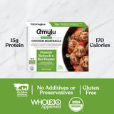 Amylu Foods Organic Spinach & Red Pepper Chicken Meatballs, Natural Ingredients, 15g of Protein, Chicken Raised with No Antibiotics, Fully Cooked