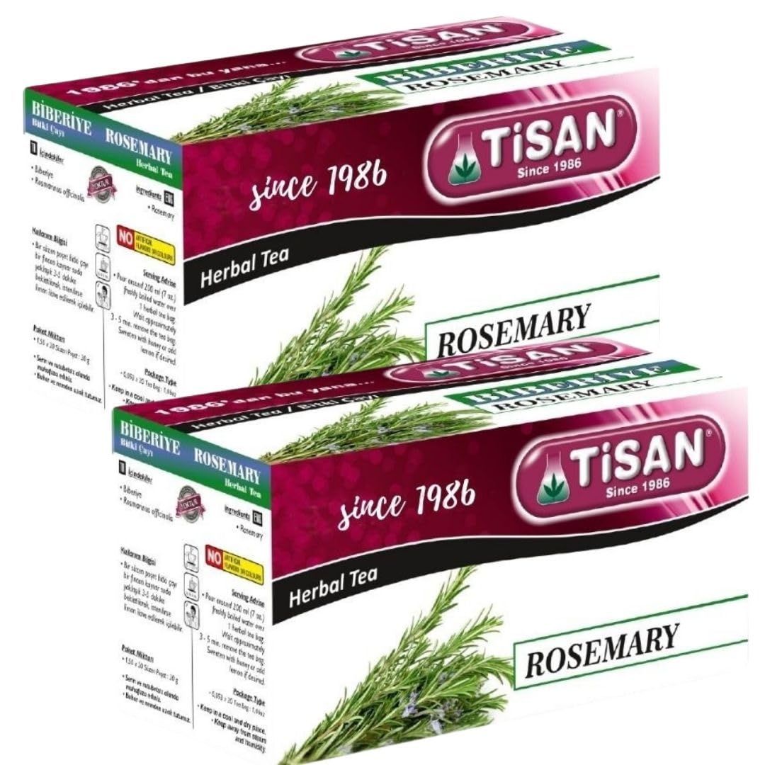 Tisan Rosemary Tea - 40 Individually Wrapped Tea Bags | Pure Aromatic Rosemary Leaves | Naturally Caffeine Free Herbal Infusion | Fresh Woodsy Scent