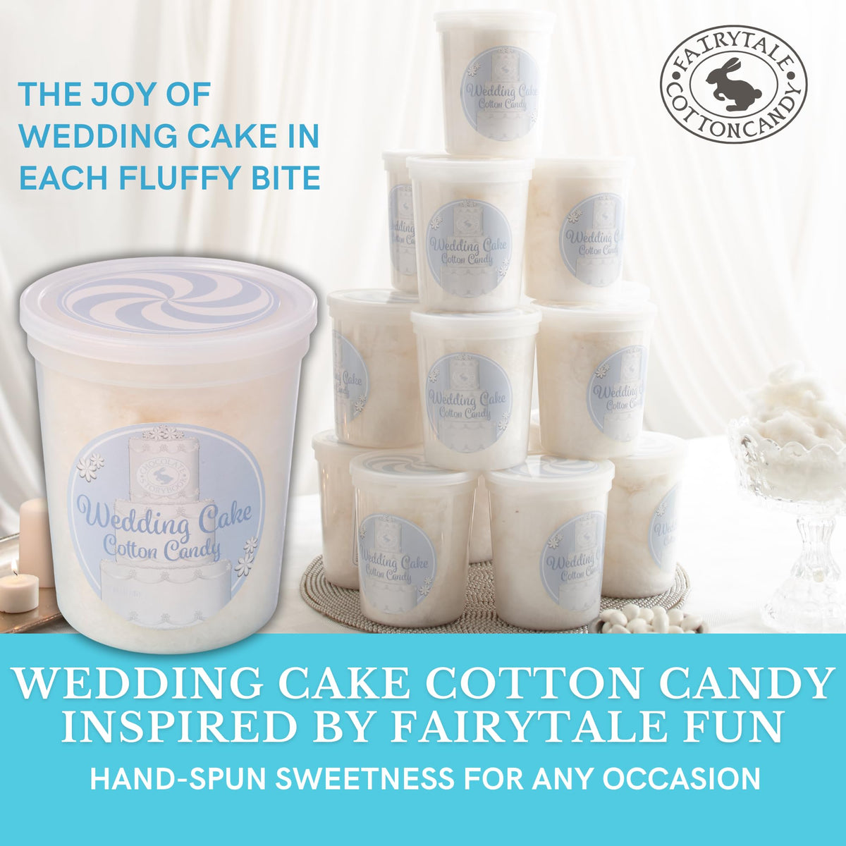 CHOCOLATE STORYBOOK Gourmet Flavored Cotton Candy - Unique Idea for Holidays, Birthdays, Gag Gifts, Party Favors (Wedding Cake, 1.75 oz, 2-Pack)