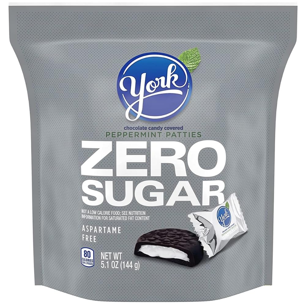 YORK Zero Sugar Chocolate Peppermint Patties Candy, Individually Wrapped, Aspartame Free, 5.1 oz BIGGER BAGS (Pack of 3), by Litezout