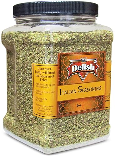 Gourmet Italian Seasoning By It's Delish - 9 OZ Jumbo Reusable Container Jar - All Natural Blend of Dried Herbs - Aromatic Italian Seasoning