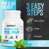 Hydralit Energy Gum with Caffeine, B Vitamins, Taurine Sugar Free Chewing Gum for Energy, Focus, Performance and Clarity, Nootropic Supplement Work