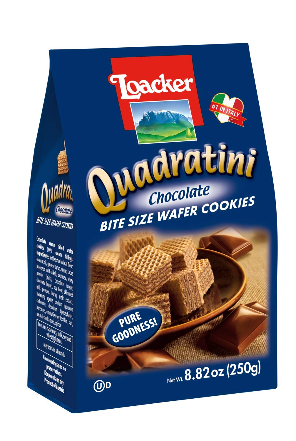 Quadratini Chocolate Wafer Cookies 8.82 Ounces (Case of 8)