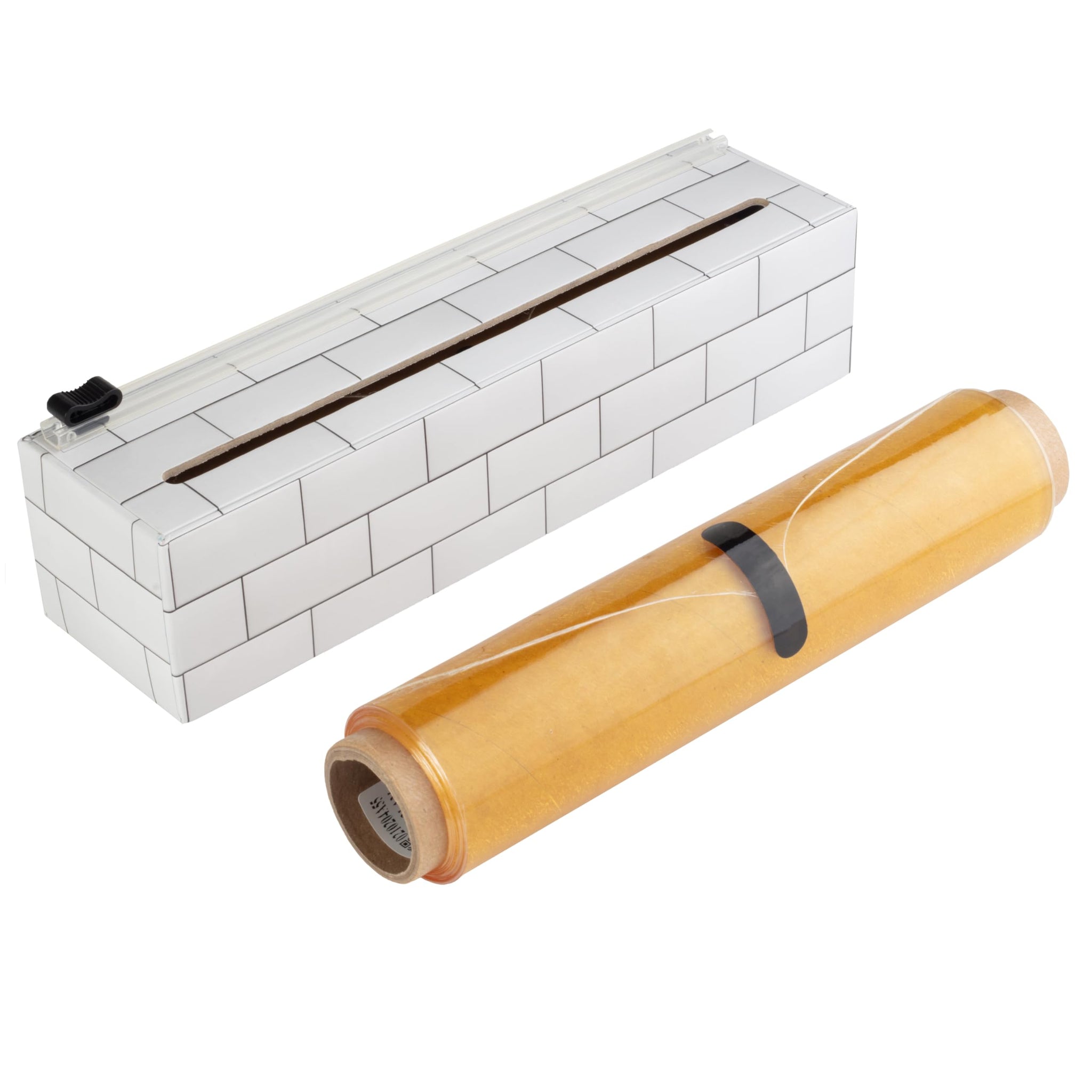 ChicWrap® Subway Tile Refillable 9” Plastic Wrap Dispenser - Includes One 9" x 250' Roll of Professional Grade Plastic Wrap - and Kosher Certified