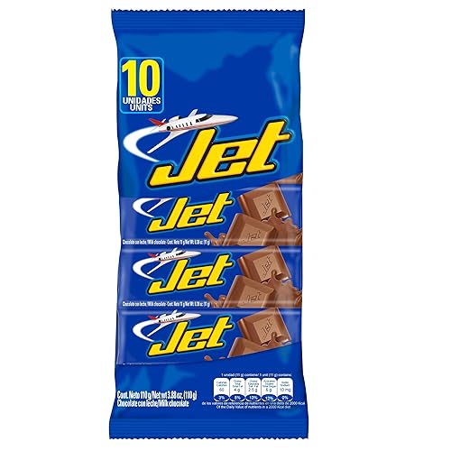 Jet Milk Chocolate Bars, Classic Colombian Milk Chocolate Candy, Individually Wrapped, 10 Count Bag, 3.88 oz