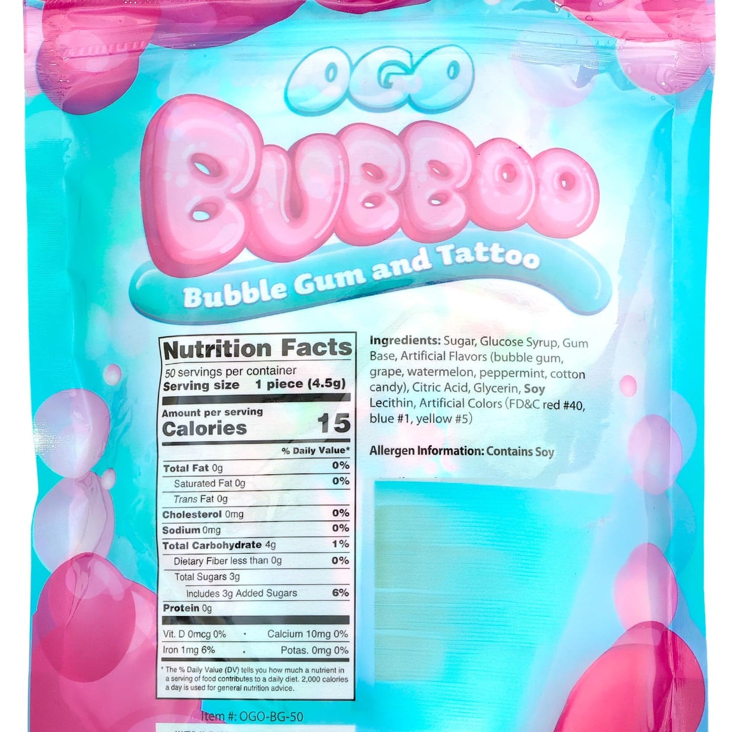 Bubboo Bubble Gum and Temporary Tattoos Set - Party Supplies Set with 50 Pieces of Bubblegum in 5 Flavors and 50 Temporary Tattoos for Boys, Girls