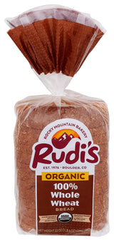 Rudis Bakery Organic 100% Whole Wheat Sliced Bread, 22 OZ