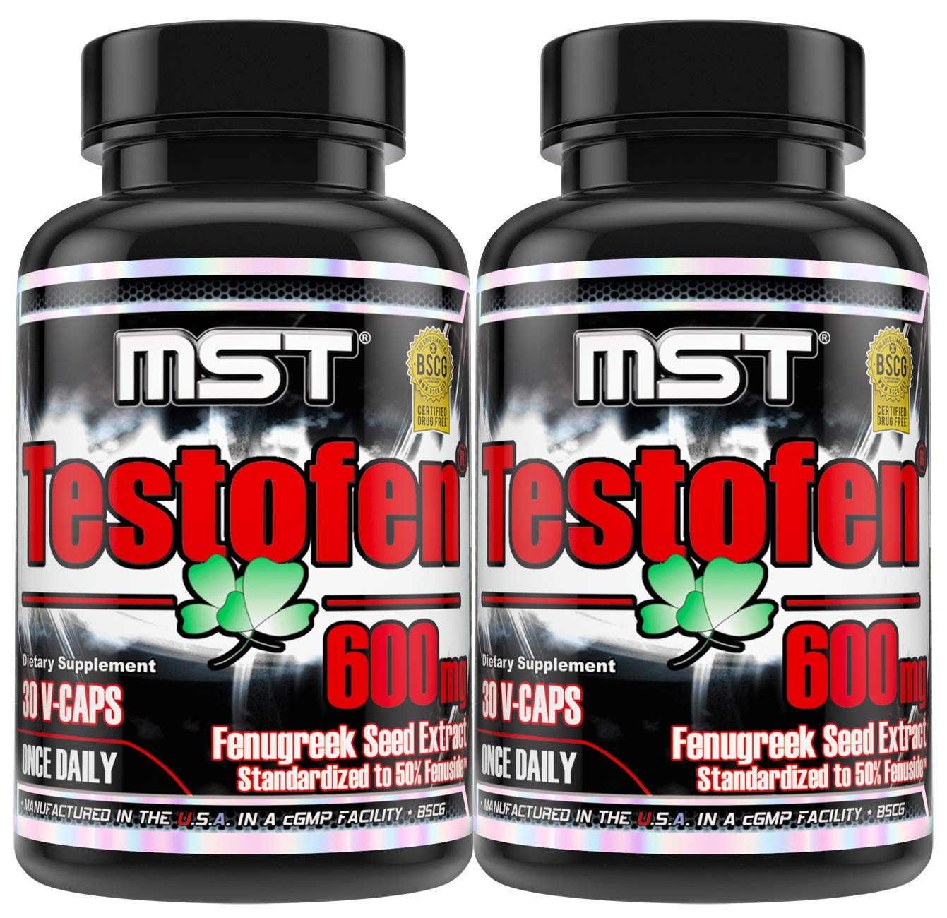 MST Testofen Supplement Twin Pack (2 Bottles of 30 Count Each) Fenugreek Seed Extract, Free Testosterone Booster, 600mg, 60 Count, Clinical Strength