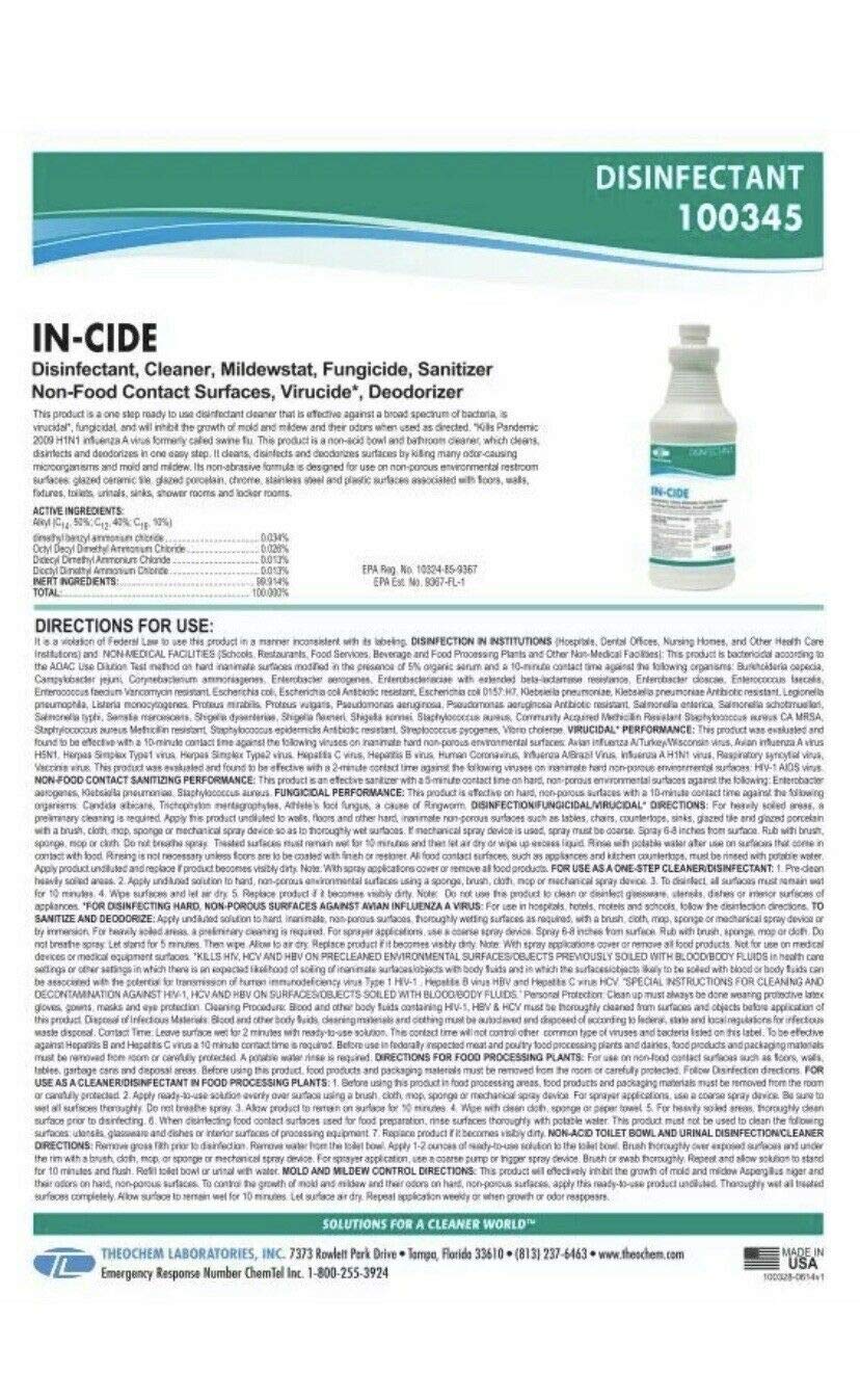 Theochem Laboratories in-Cide Multi Surface Fresh Disinfectant Cleaner (1 Gallon)