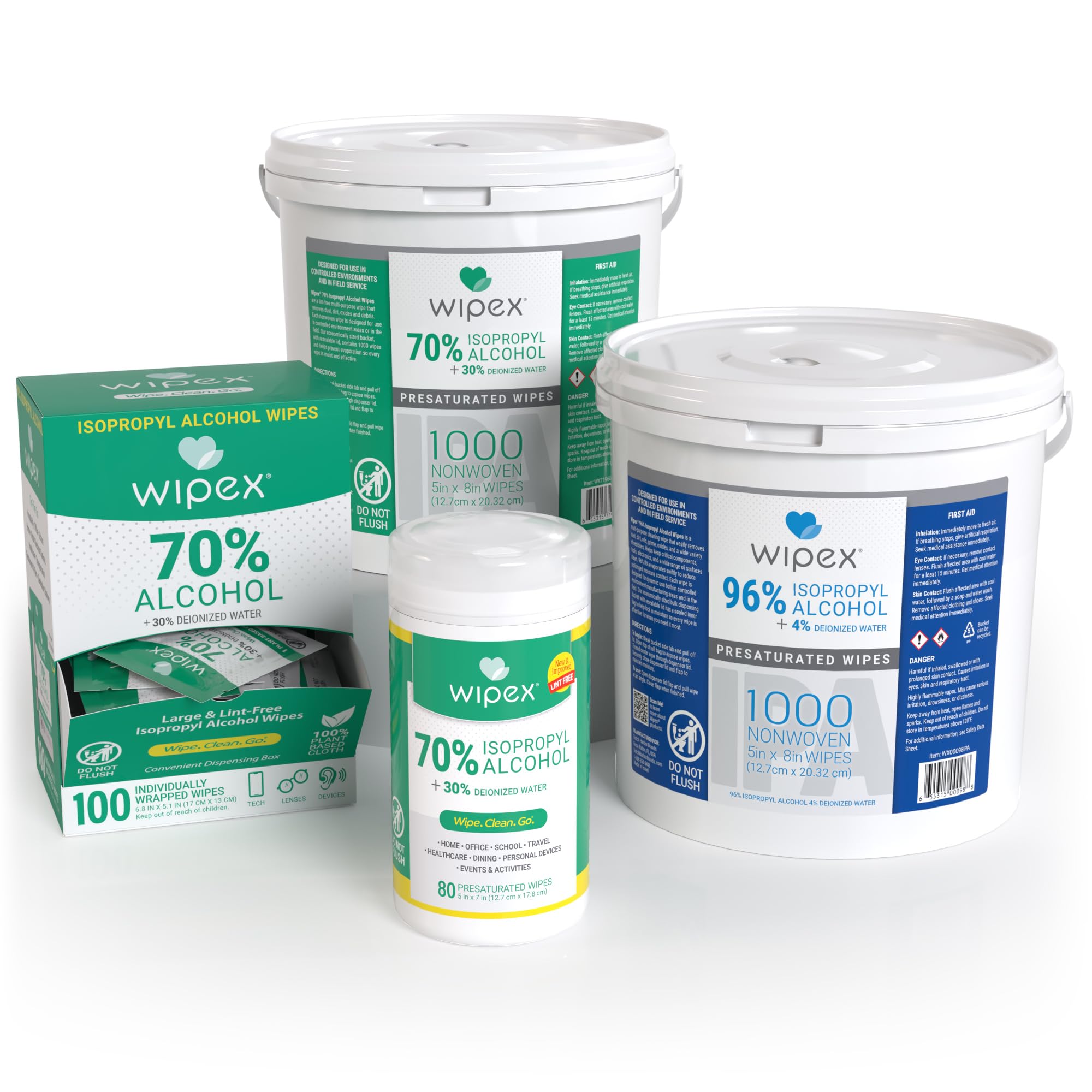 Wipex 70% Isopropyl Alcohol Wipes, Bulk 1000 Count - Ideal for Electronics, Household, Work & School Equipment Cleaning - Lint-Free SMS Cloth Safe