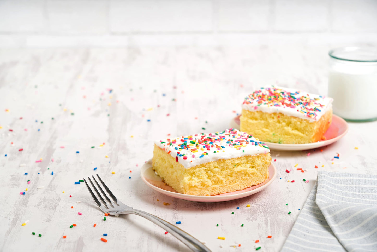Our Specialty Yellow Cake Slice Square with Vanilla Icing, Frozen Birthday Cake with Sprinkles, 6 oz