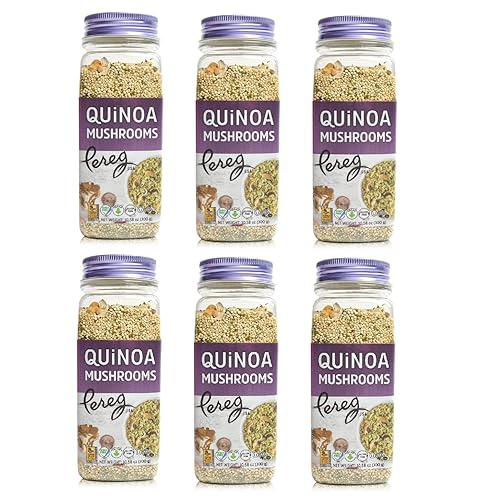 Pereg Quinoa with Mushrooms & Garlic - (10.58 Oz x 6 Pack) - High In Proteins, Iron & Fibres - Ancient Superfood Grain - Non-GMO, Vegan & Vegetarian