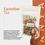 ANYA Herbal Lactation tea, 20 bags - Ginger, Moringa, Fenugreek, Toxicologist-approved, Breastfeeding Safe. Organic Essentials hydration