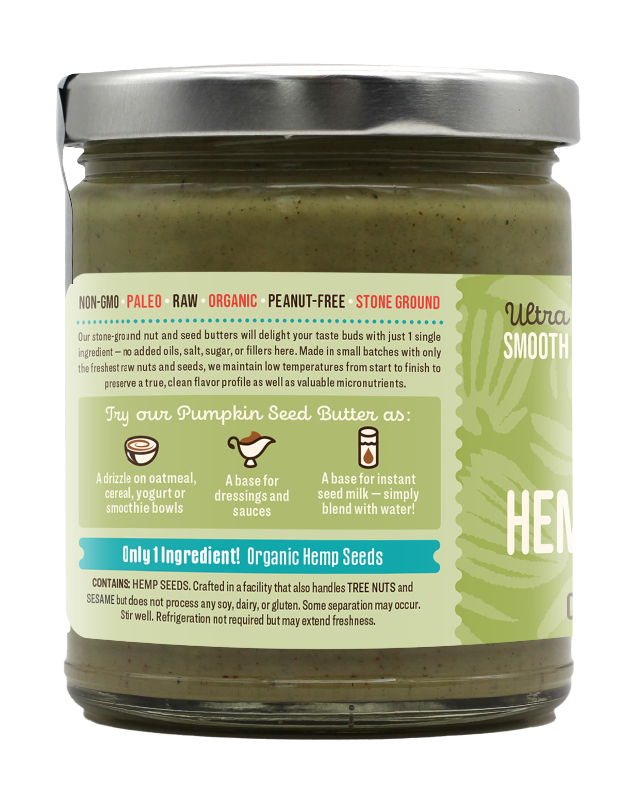 Dastony Organic Raw Hemp Seed Butter, 8 oz | Only One Ingredient | Vegan, Paleo and Keto Friendly, Non GMO, Gluten-free - Pack of 1