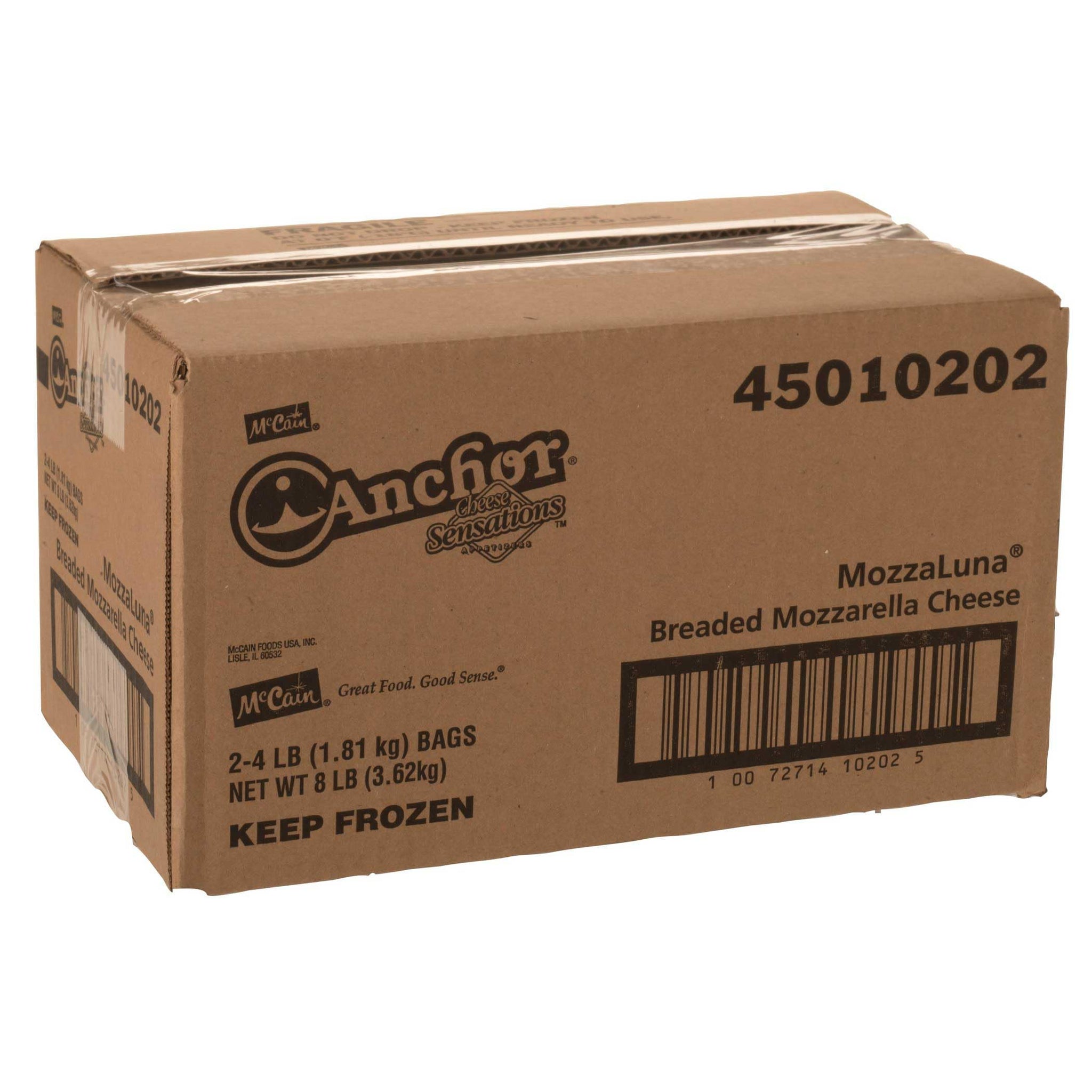 McCain Mozzaluna Breaded Mozzarella Cheese - Appetizer, 4 Pound -- 2 per case.
